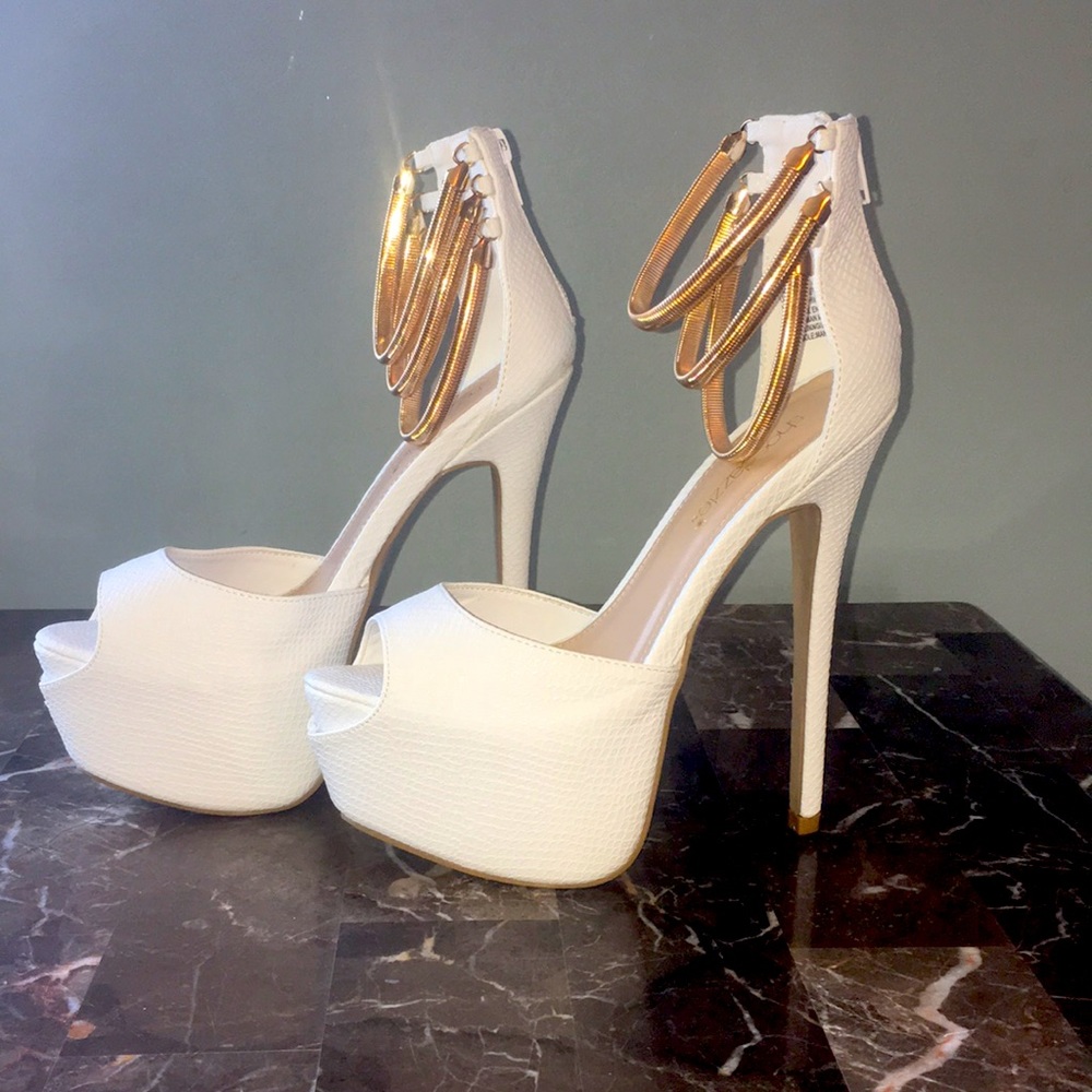 White high heels